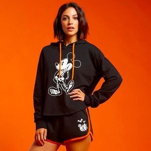 Disney Mickey Mouse Halloween Skeleton Girls Crop Hoodie (but Shorts avail too!)